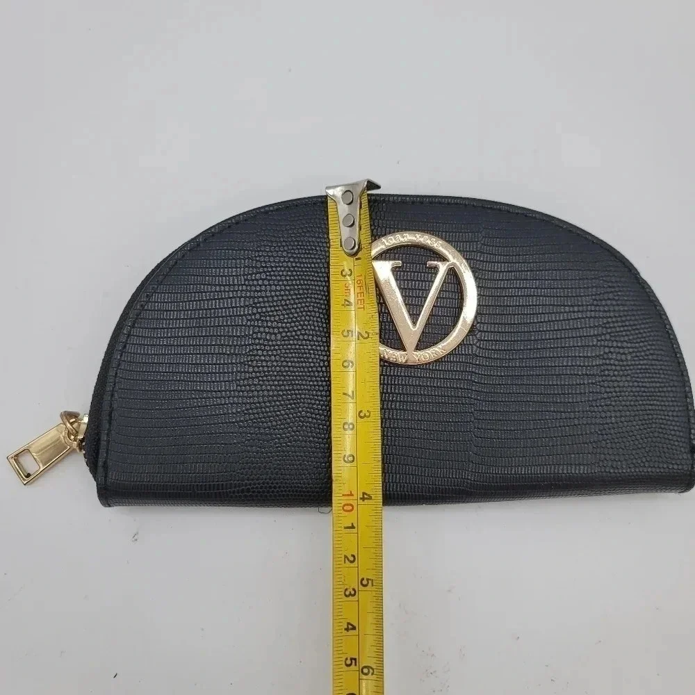 Joan Vass New York Black Lizard Embossed Wallet Gold